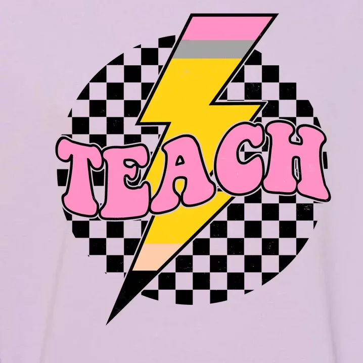 Checkered Teach Back To School Teacher Garment-Dyed Sweatshirt