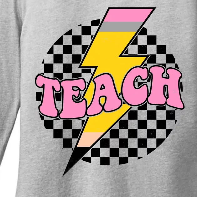 Checkered Teach Back To School Teacher Womens CVC Long Sleeve Shirt