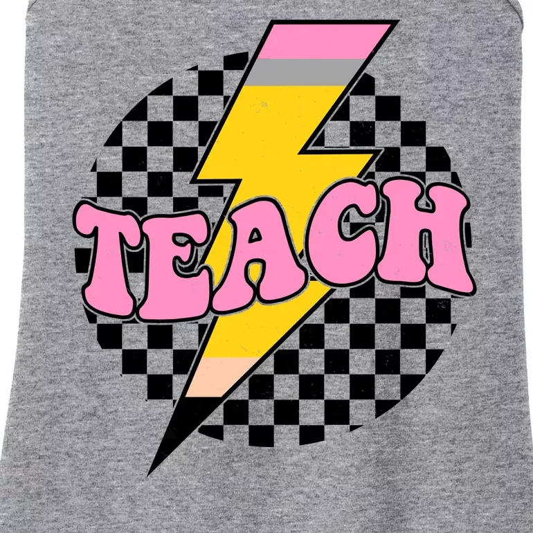 Checkered Teach Back To School Teacher Ladies Essential Tank