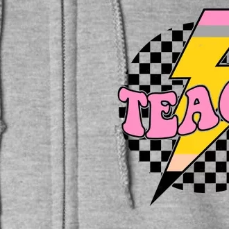 Checkered Teach Back To School Teacher Full Zip Hoodie