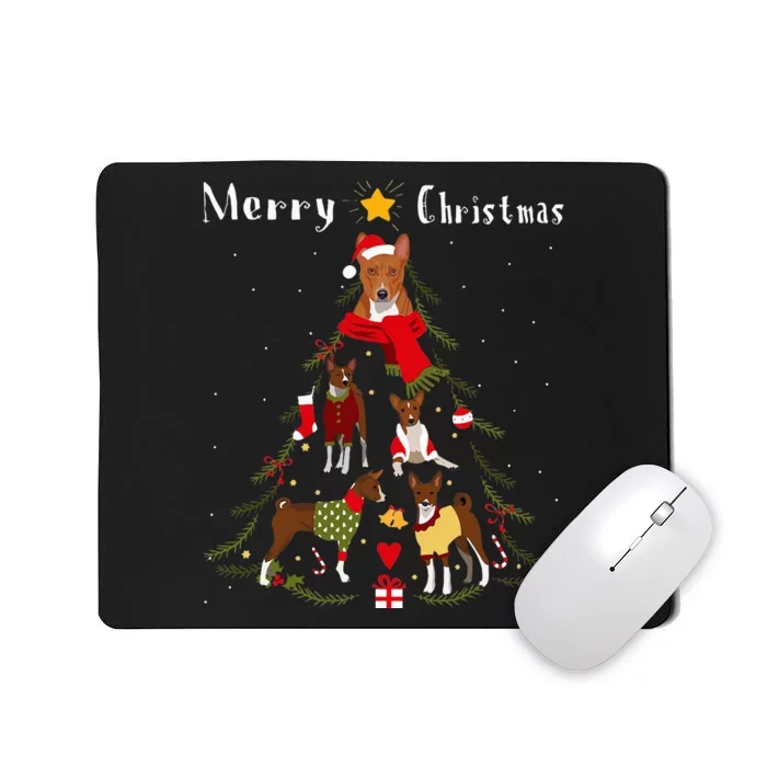 Christmas Tree Basenji Lover Xmas Dog Owner Mousepad