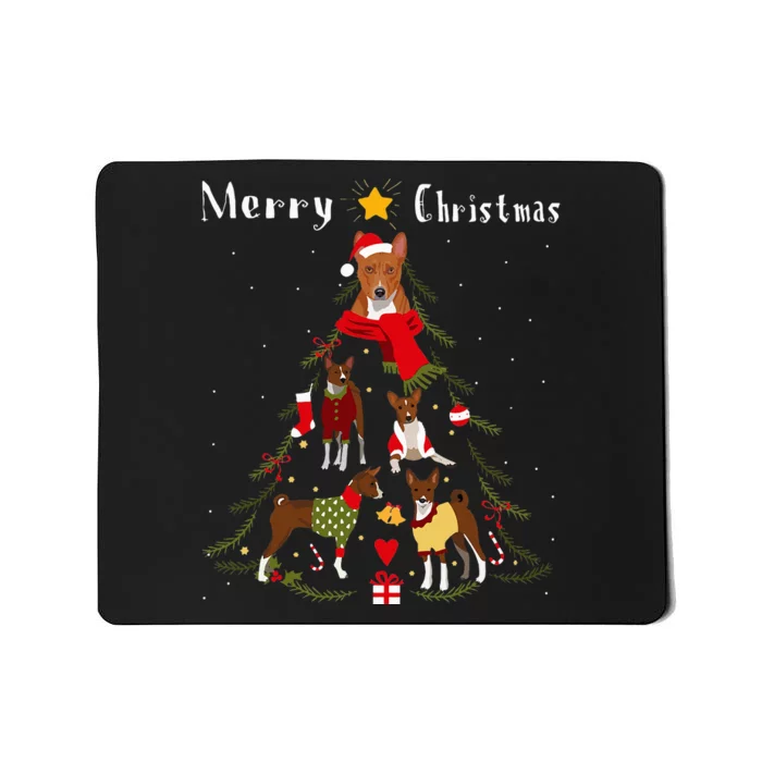 Christmas Tree Basenji Lover Xmas Dog Owner Mousepad