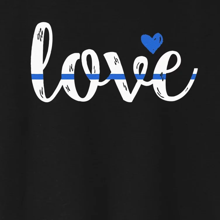 Cute Thin Blue Line Love Design Police Wife Or Girlfriend Women's Crop Top Tee