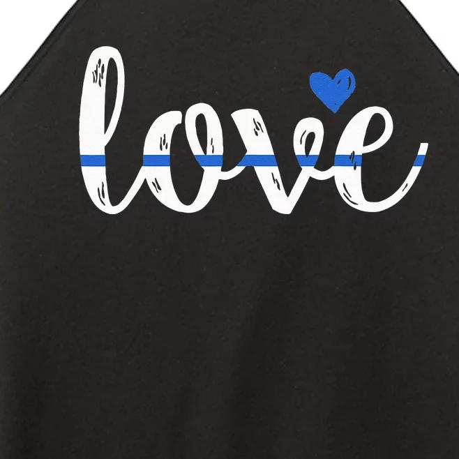 Cute Thin Blue Line Love Design Police Wife Or Girlfriend Women’s Perfect Tri Rocker Tank