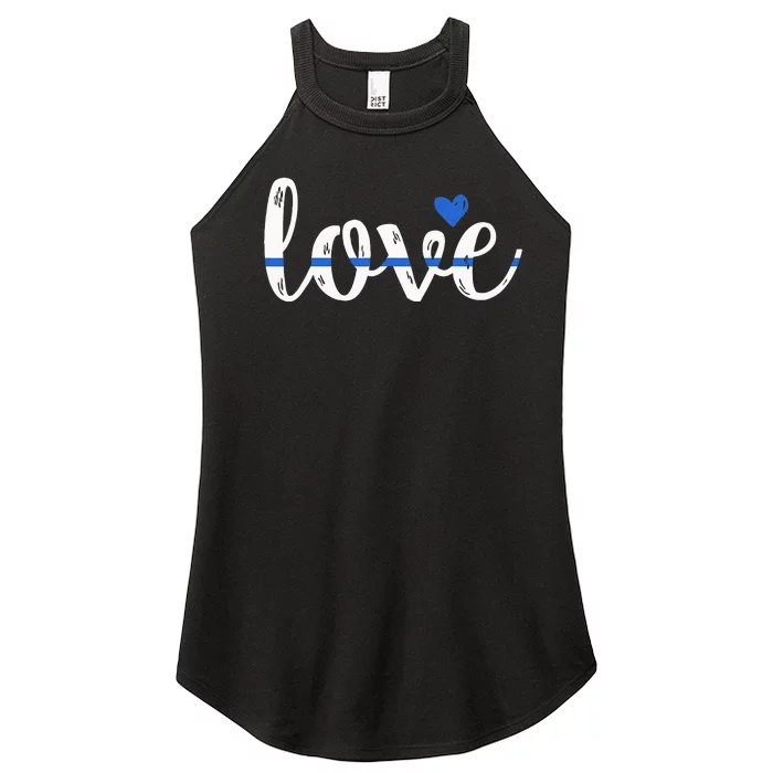 Cute Thin Blue Line Love Design Police Wife Or Girlfriend Women’s Perfect Tri Rocker Tank