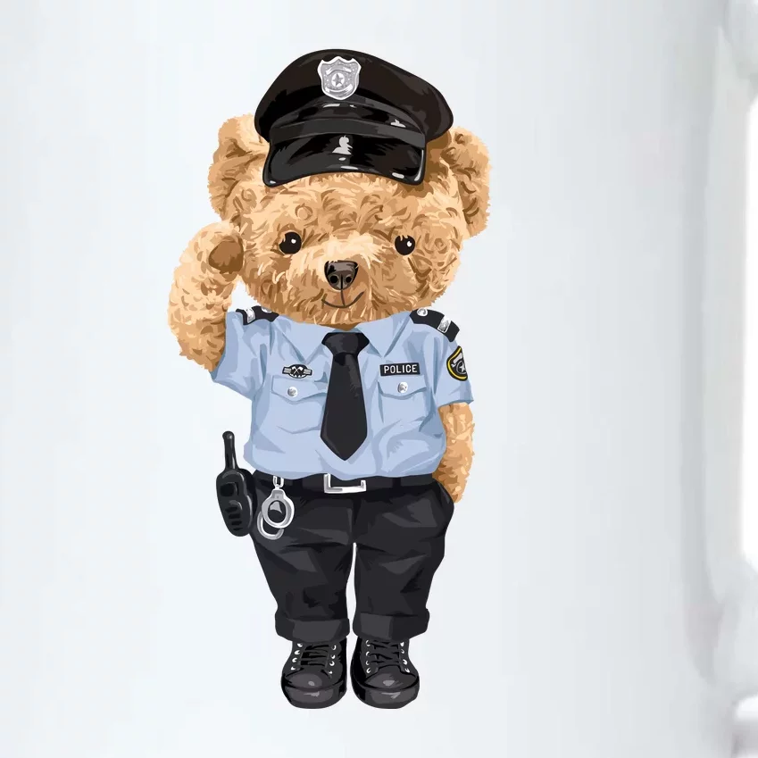 Cute Teddy Bear In Police Uniform Black Color Changing Mug