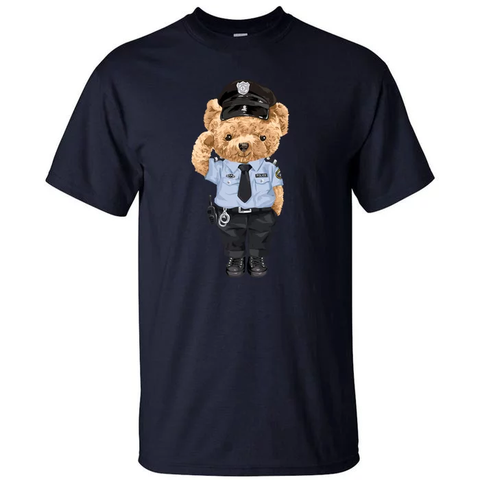 Cute Teddy Bear In Police Uniform Tall T-Shirt