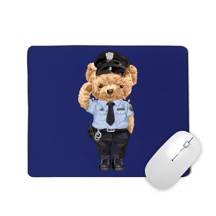 Cute Teddy Bear In Police Uniform Mousepad