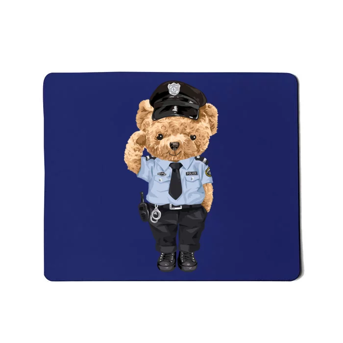 Cute Teddy Bear In Police Uniform Mousepad