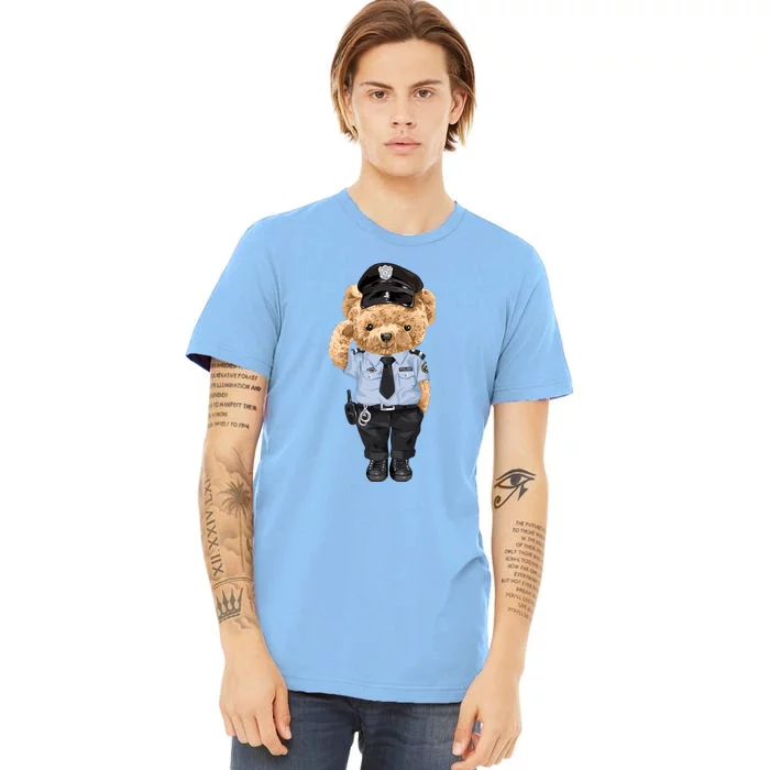 Cute Teddy Bear In Police Uniform Premium T-Shirt