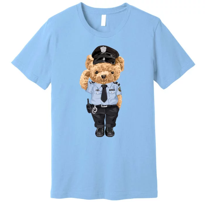 Cute Teddy Bear In Police Uniform Premium T-Shirt