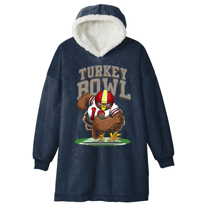 Cool Turkey Bowl Funny Thanksgiving Football Player Gift Hooded Wearable Blanket