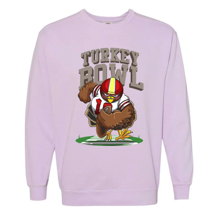 Cool Turkey Bowl Funny Thanksgiving Football Player Gift Garment-Dyed Sweatshirt