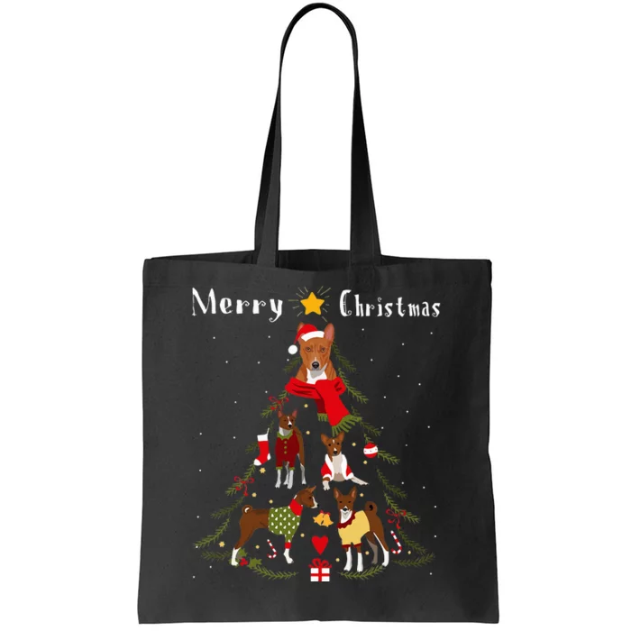 Christmas Tree Basenji Lover Xmas Dog Owner Tote Bag