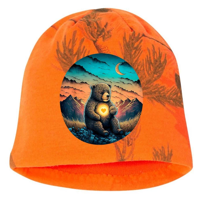 Cute Teddy Bear Sunset Mountains Vintage Kati - Camo Knit Beanie