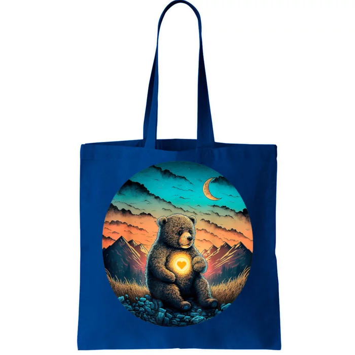 Cute Teddy Bear Sunset Mountains Vintage Tote Bag