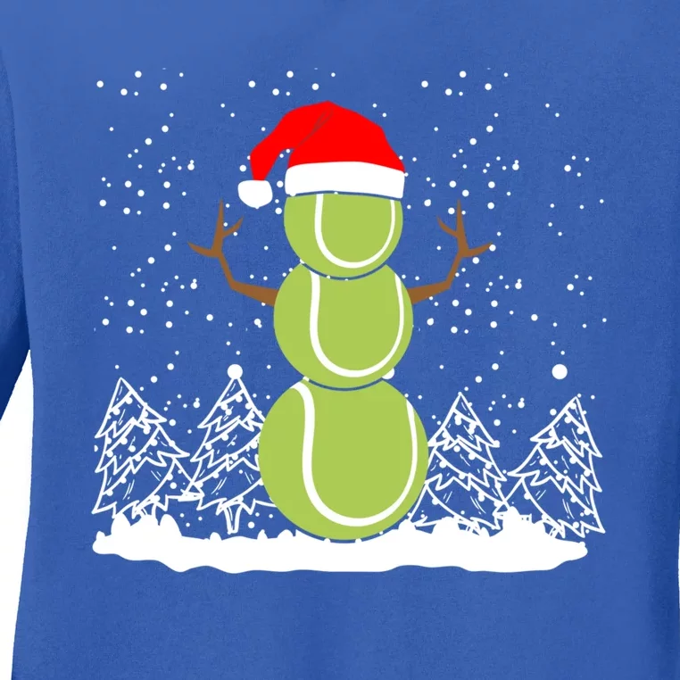 Christmas Tennis Balls Snow Xmas Sports Player Fanatic Cute Gift Ladies Long Sleeve Shirt