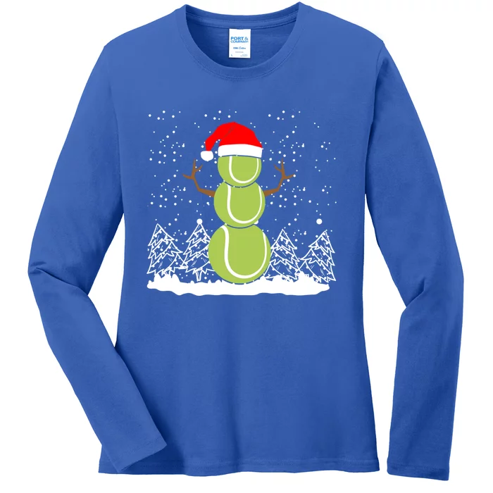 Christmas Tennis Balls Snow Xmas Sports Player Fanatic Cute Gift Ladies Long Sleeve Shirt