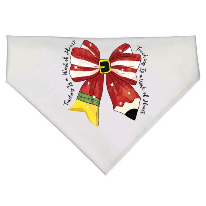 Christmas Teacher Bow USA-Made Doggie Bandana