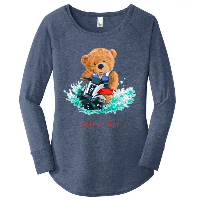 Cool Teddy Bear With Ridding Summer Jet Ski Graphic Designs Gift Women's Perfect Tri Tunic Long Sleeve Shirt