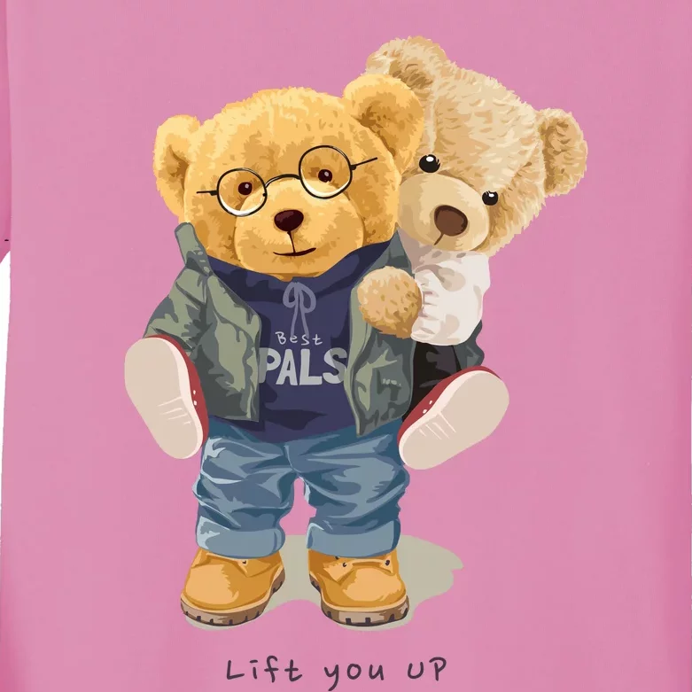 Cute Teddy Bear Lift You Up Kids Long Sleeve Shirt