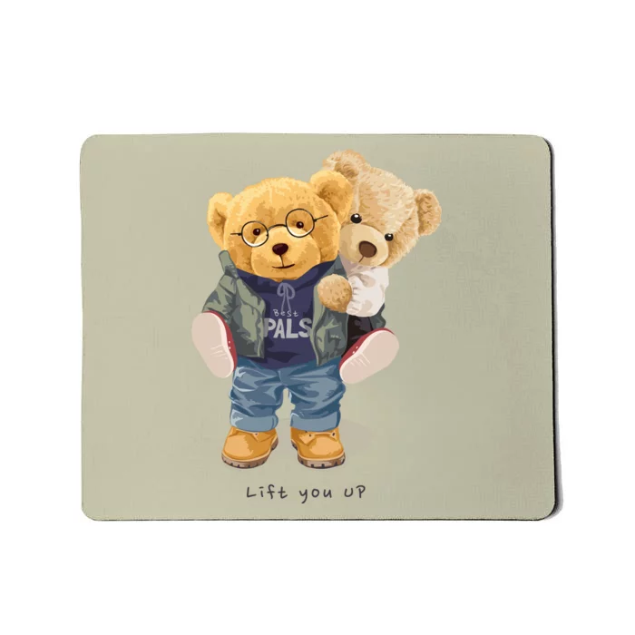 Cute Teddy Bear Lift You Up Mousepad