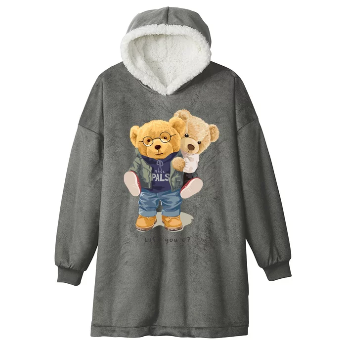 Cute Teddy Bear Lift You Up Hooded Wearable Blanket