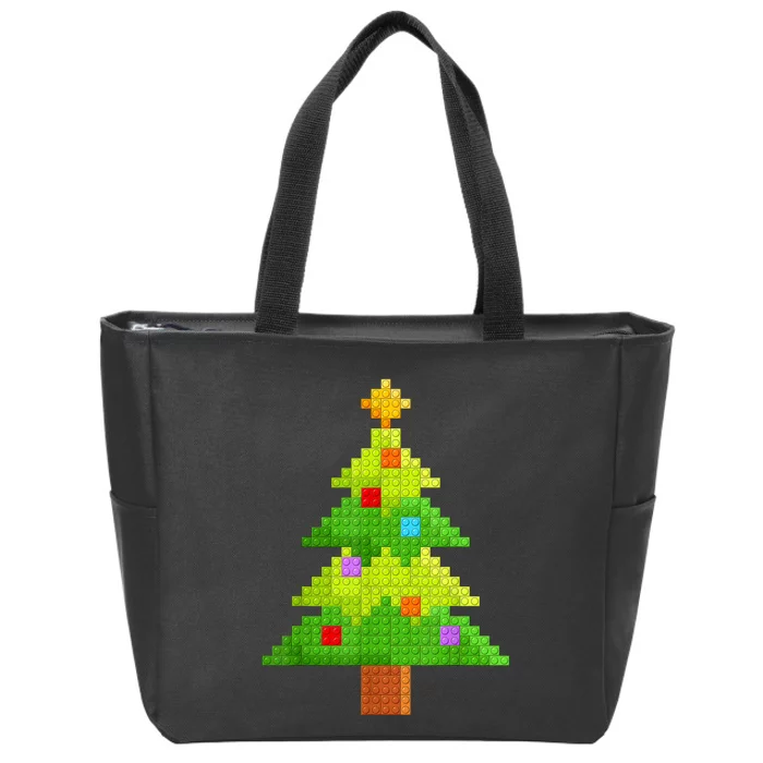 Christmas Tree Block Building Bricks Master Builder Zip Tote Bag