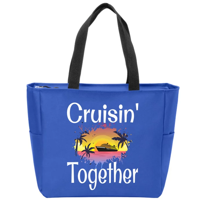 Cruisin Together Cruise Ship Vacation Couple Anniversary Cute Gift Zip Tote Bag