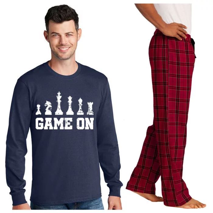 Chess Themed Chess Players With Chess Pieces Game On Long Sleeve Pajama Set