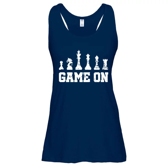 Chess Themed Chess Players With Chess Pieces Game On Ladies Essential Flowy Tank