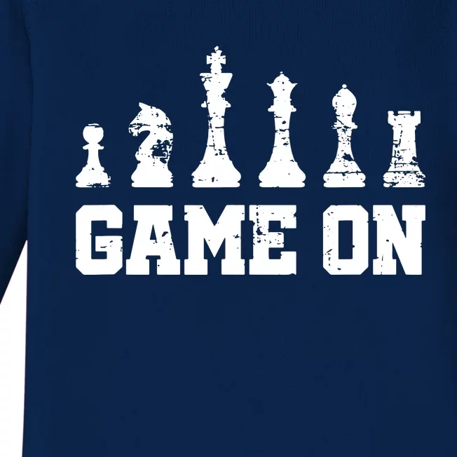 Chess Themed Chess Players With Chess Pieces Game On Baby Long Sleeve Bodysuit