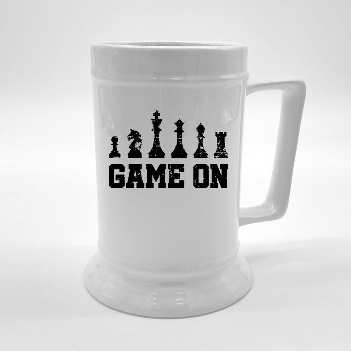 Chess Themed Chess Players With Chess Pieces Game On Front & Back Beer Stein