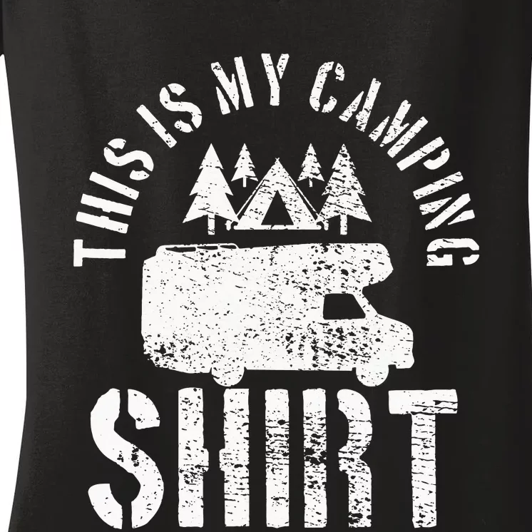 Camping Trailer Camper Van Mobile Home Caravan Motorhome Women's V-Neck T-Shirt