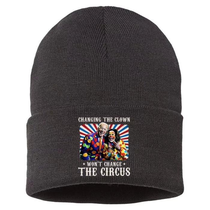 Changing The Clown WonT Change The Circus Kamala Clown Sustainable Knit Beanie