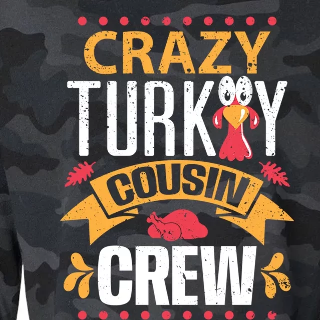 Crazy Turkey Cousin Crew Thanksgiving Family Member Gift Cropped Pullover Crew