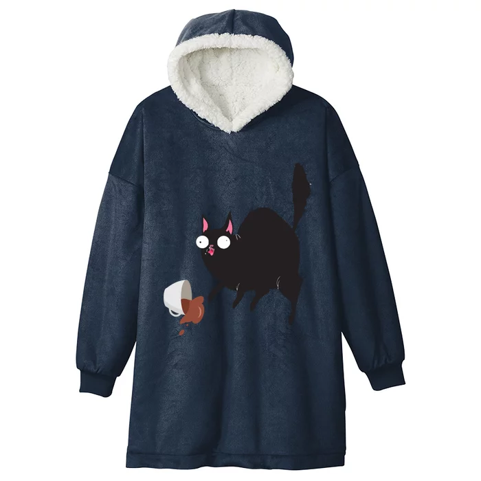 Cat Tastes Coffee Funny Caffeine Gift Hooded Wearable Blanket