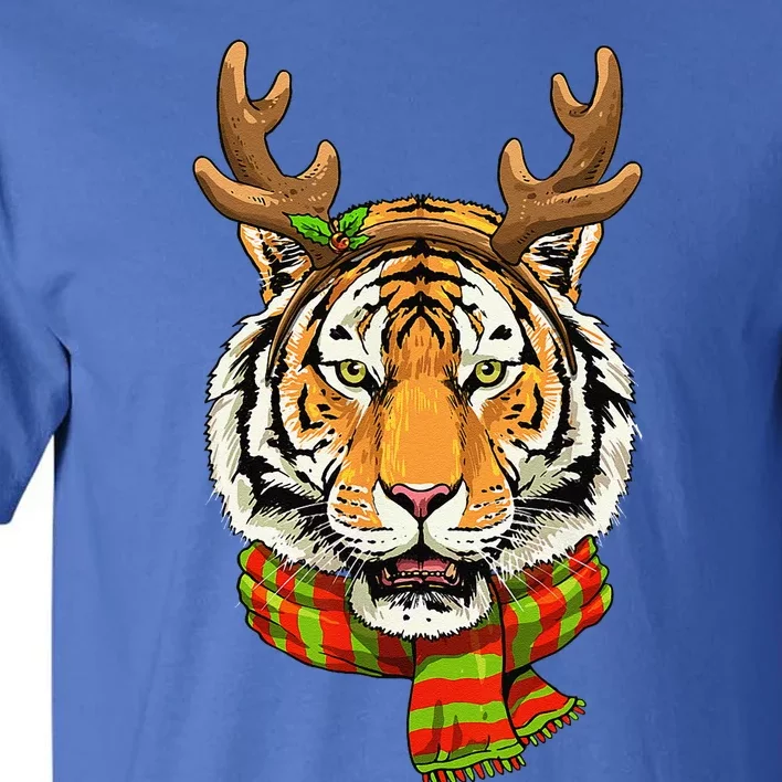 Christmas Tiger Cat Santa Clause Reindeer Xmas Tiger Lover Tall T-Shirt