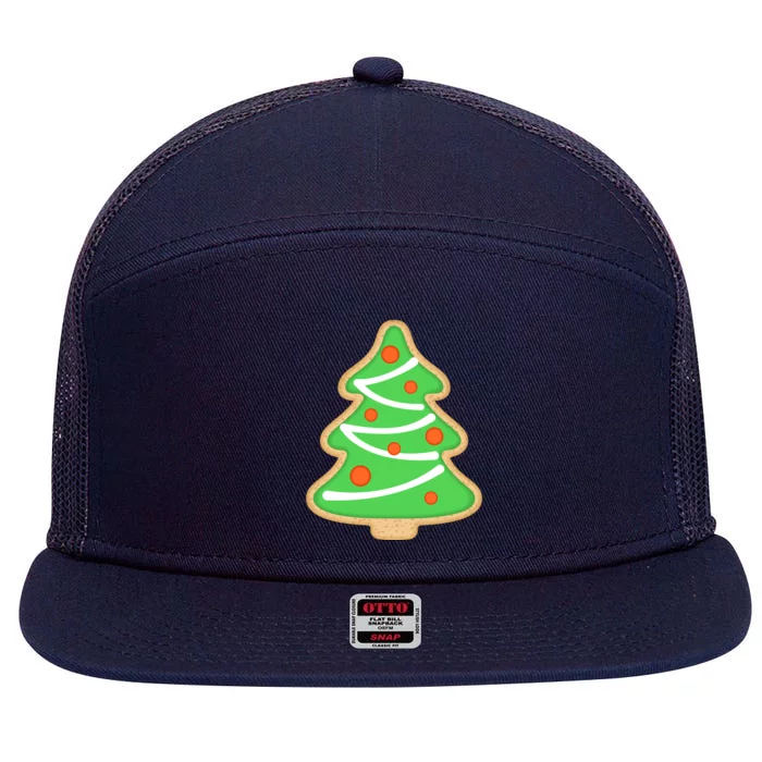 Christmas Tree Cookie Cute Holiday 7 Panel Mesh Trucker Snapback Hat