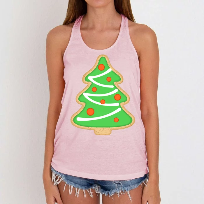 Christmas Tree Cookie Cute Holiday Women's Knotted Racerback Tank