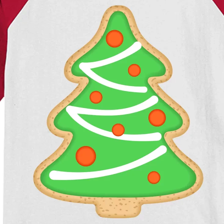 Christmas Tree Cookie Cute Holiday Kids Colorblock Raglan Jersey