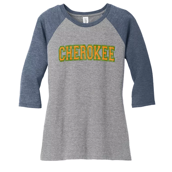 Cherokee Tribe Cherokee Nation Cherokee Varsity Women's Tri-Blend 3/4-Sleeve Raglan Shirt