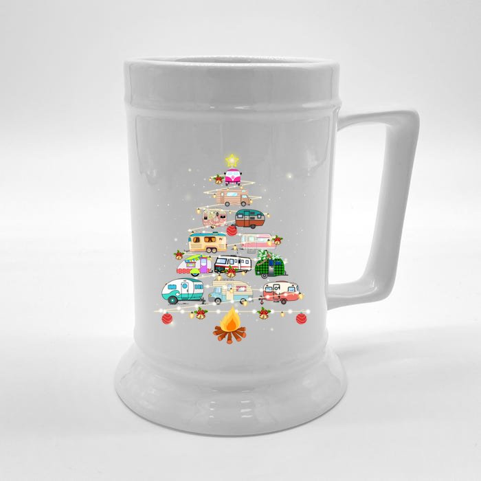 Christmas Tree Camper Vehicles Camping Rving Trailers Cute Gift Front & Back Beer Stein