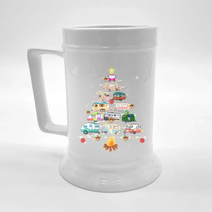 Christmas Tree Camper Vehicles Camping Rving Trailers Cute Gift Front & Back Beer Stein