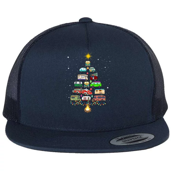 Christmas Tree Camper Vehicles Camping Rving Trailers Gift Flat Bill Trucker Hat