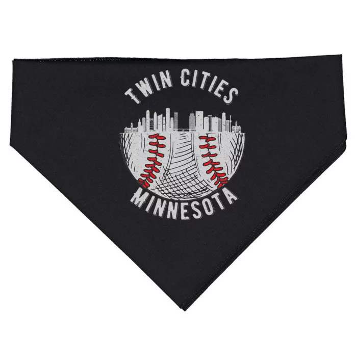 Cool Twin Cities Minnesota Mn Baseball Skyline USA-Made Doggie Bandana