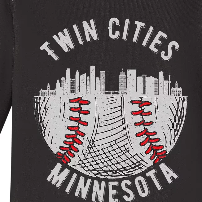 Cool Twin Cities Minnesota Mn Baseball Skyline Baby Long Sleeve Bodysuit