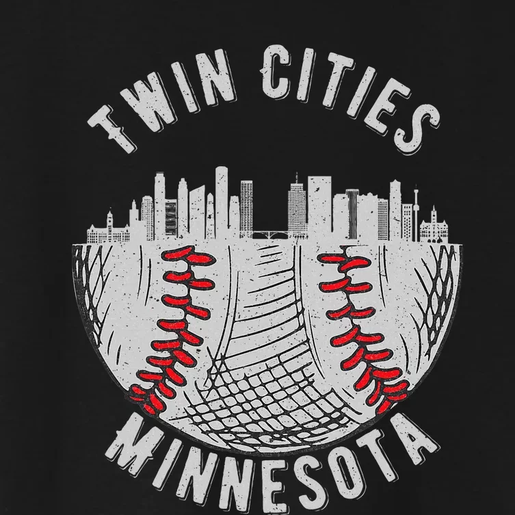 Cool Twin Cities Minnesota Mn Baseball Skyline Women's Crop Top Tee