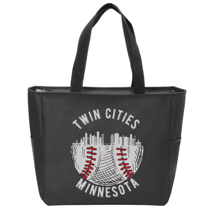 Cool Twin Cities Minnesota Mn Baseball Skyline Zip Tote Bag