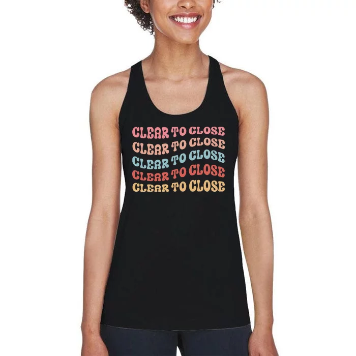 Clear To Close Mortgage Retro Bank Loan Officer Women's Racerback Tank